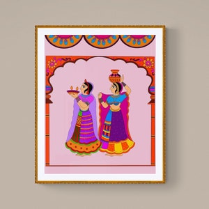 Indian folk art, Rajasthani folk art, Indian Wall decor, Folk art, Phad paintings, Indian traditional art,House warming gift, Diwali