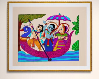 Arte folclórica indiana, arte folclórica do Rajastão, decoração de parede indiana, arte folclórica, arte tradicional indiana, presente para inauguração de casa, pintura do Senhor Rama, Diwali