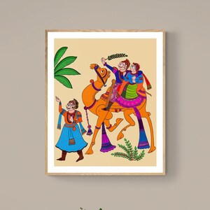 Indian folk art, Rajasthani folk art, Indian Wall decor, Folk art, Phad paintings, Indian traditional art,House warming gift, Diwali gift