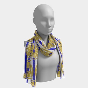 Scarf, 100% Silk Scarf, Chiffon Scarf, Satin Scarf, Women’s Scarf, Blue, Yellow, Gift for her, Summer, Holiday gift