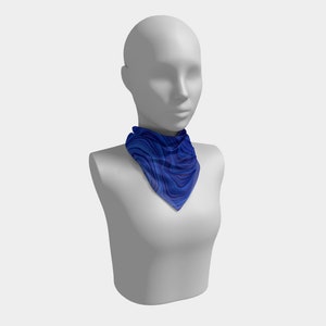 Scarf, 100% Silk Scarf, Chiffon Scarf, Satin Scarf, Abstract design, Blue, Neck scarf, Gift, Holiday gift