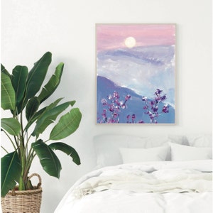 Pastel Lilac Wildflowers Prints,Aesthetic Wall Decor, Lilac Wall Art, Lilac Wall Decor, Winter Landscape Decor, Digital Download