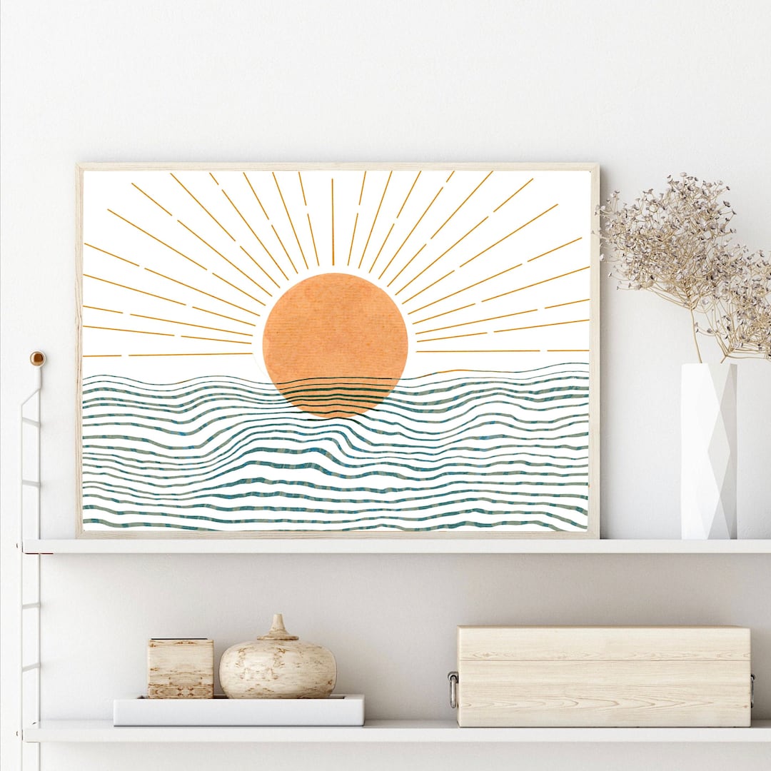 Boho Sunrise Art Print, Horizontal Sun Poster (digital Download) - Etsy UK