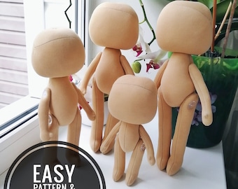 Sewing rag doll body PDF pattern, Baby doll pattern to make your own interior tilda dolls - Blank doll body