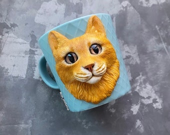 Benutzerdefinierte Katzenfigur, Tierportrait Tasse, Katze Mama Geschenk