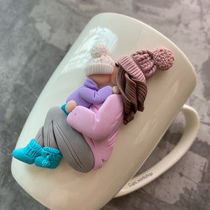 Custom cute coffee mug with funny polymer clay decor unique gift image 3