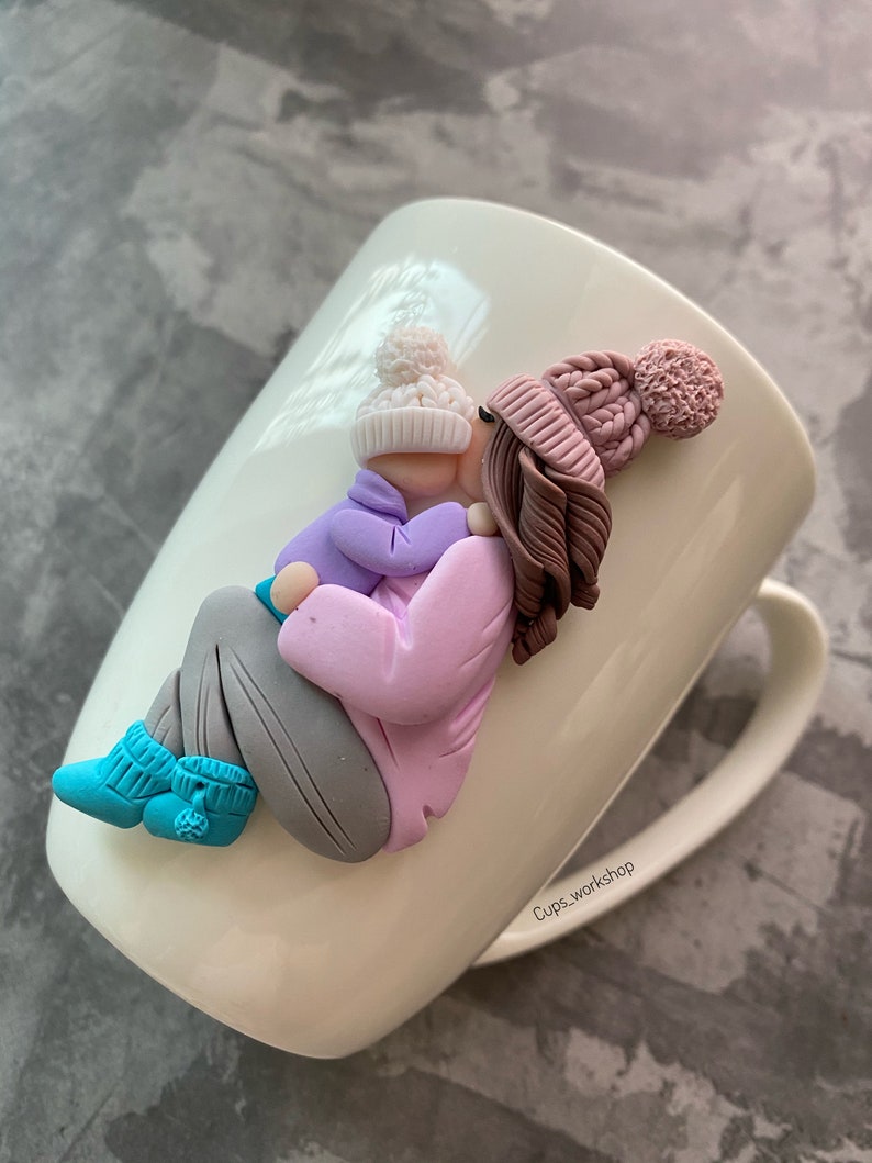 Custom cute coffee mug with funny polymer clay decor unique gift image 3
