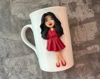 Portrait mug, custom handmade character tea mug. Family portrait