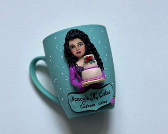 Portrait mug, custom handmade character tea mug. Family portrait