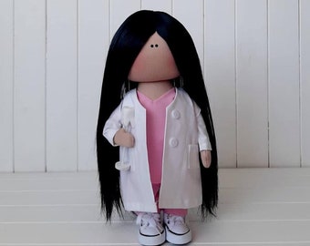 Doctor Doll, Nurse Doll, Nurse Gift, Medical Doll,  Custom handmade doll