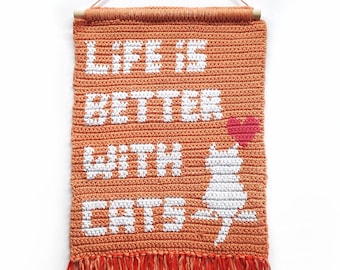 Tapestry crochet pattern, tapestry hanging wall, tapestry pattern, crochet patterns for women, tapestry cat hanging wall pattern