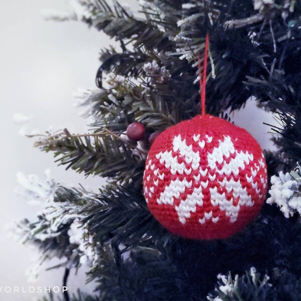 modèle de crochet scandinave, boule de Noël au crochet, arbre de boules de Noël au crochet, modèle de crochet de boule de Noël, tutoriel de modèle pdf