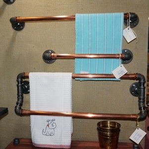 Towel Bar, Steampunk decor, Industrial decor, Iron Pipe Towel Bar, Rustic Decor, Copper Towel Bar, Pipe Furniture, Steampunk Towel Bar