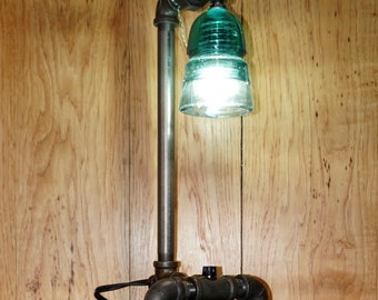 Lampa biurkowa industrialna, Lampa rurowa industrialna, Lampa Edisona, Lampa steampunk, Lampa szklana industrialna, Dekoracja rustykalna, Oświetlenie miejskie,