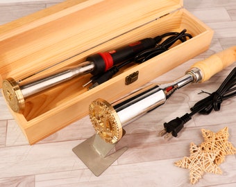Custom branding iron for wood  / Woodworking branding iron with electric heater / Electric wood burning iron custom / Custom leather stamp