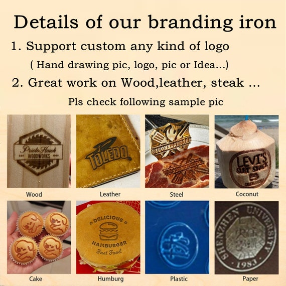  Custom Logo Wood Branding Iron,Durable Leather Branding Iron  Stamp,BBQ Heat Stamp Including The Handle (1x1) : Arts, Crafts & Sewing
