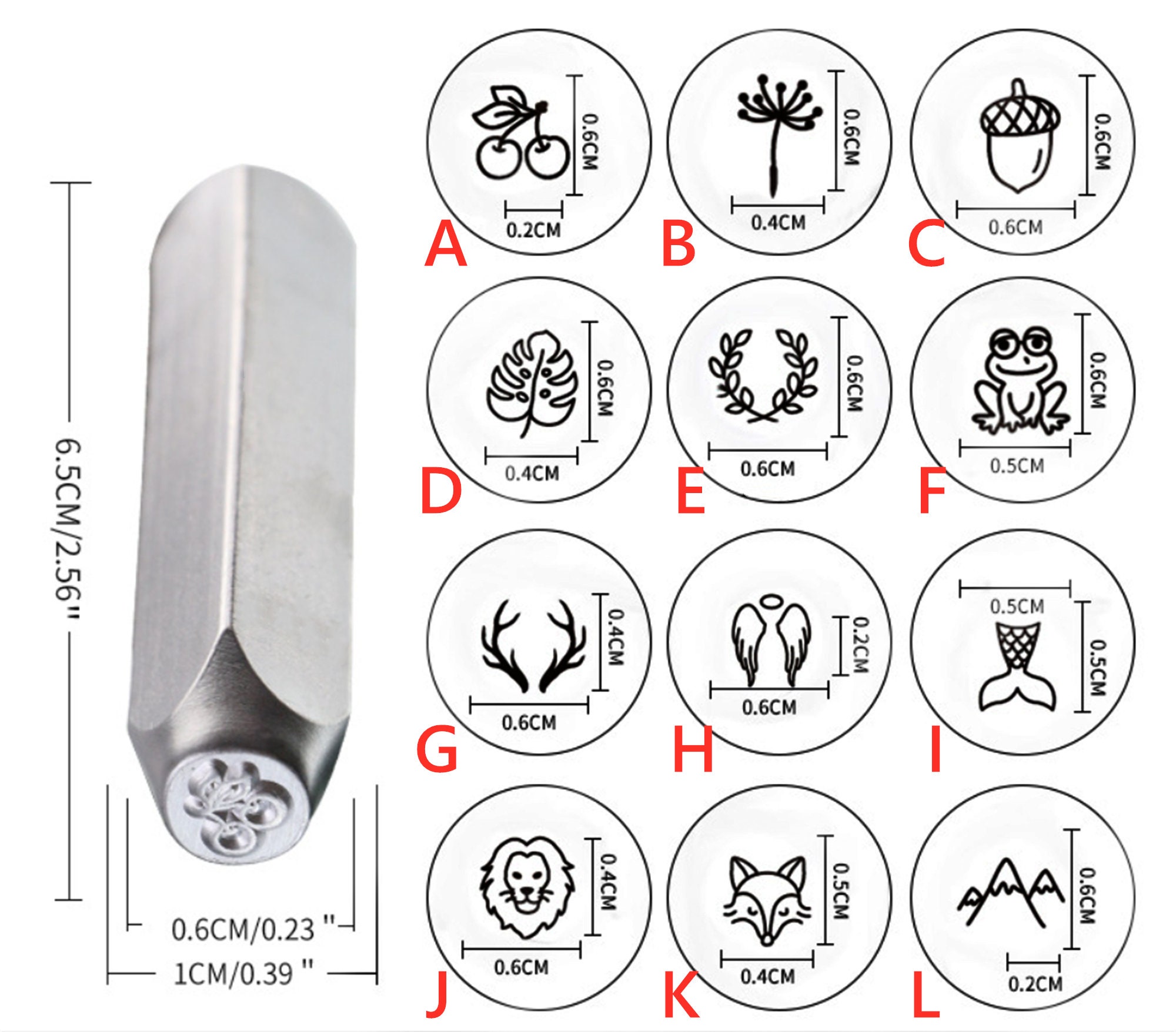 Custom jewelry stamp 6mm Cherry Metal Design Stamp Metal Etsy