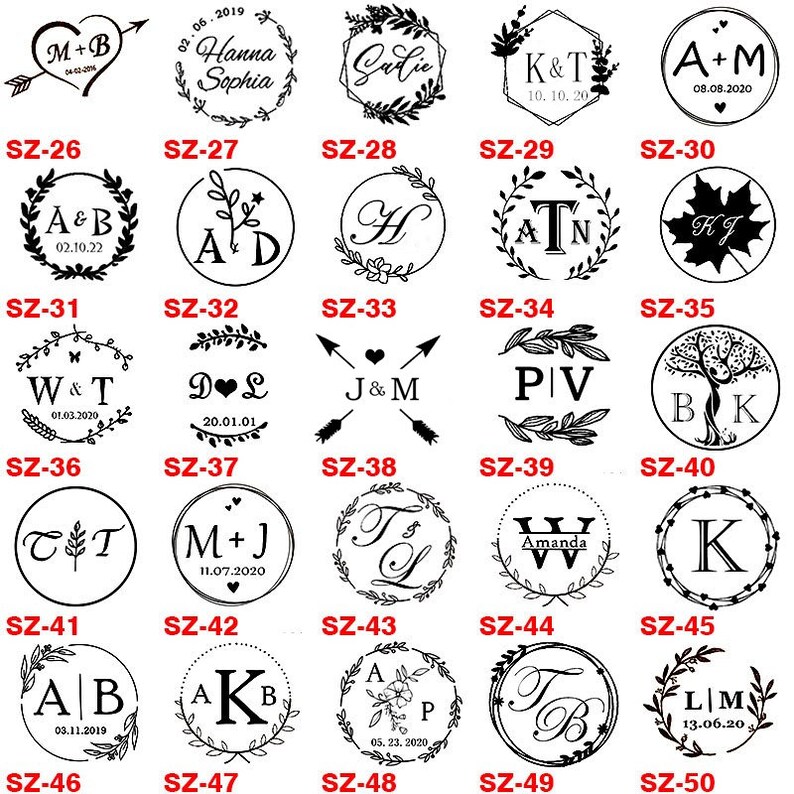 wedding custom metal stamp Personalized initials with wreath wax seal stamp custom sealing wax stamp custom wax seals kit