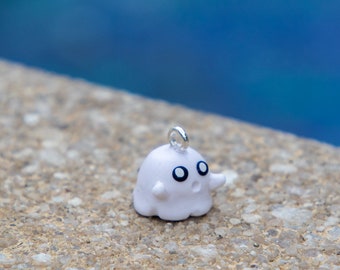 Mini Ghost Desk Pet - Cute Ghost Charm - Kawaii Charm - White or Glow in the Dark Polymer Clay Ghost - Desk Buddy