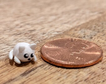 Super Tiny White Cat Kitten Polymer Clay Figure - Dollhouse Fairy Garden Miniature Accessory Decoration