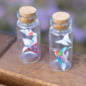 Micro Origami Butterfly and Flower in a Bottle