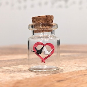 Micro Origami Cranes in Heart - Origami Crane Art - Couples Crane - Anniversary Gift, Gift for Him, Gift for Her