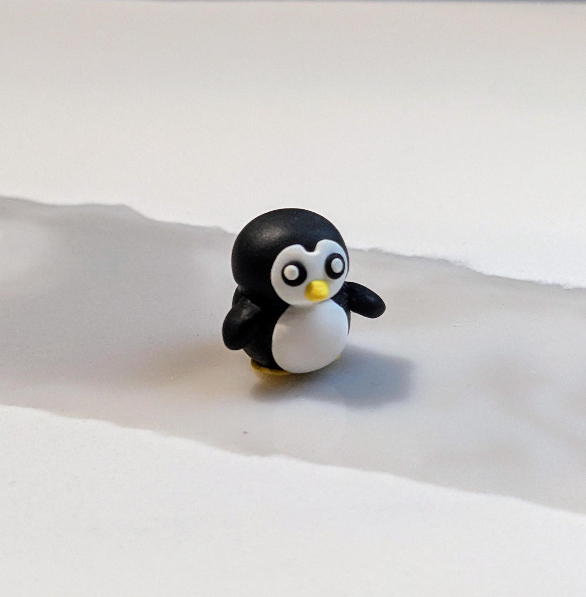 Mini Penguin Figurine - Hand-Sculpted Polymer Clay Penguin - Cute Penguin Desk Pet - Penguin Desk Buddy - Penguin Gift