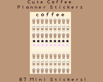 Leuke koffie stickervel | Koffie date Mini Planner Stickers