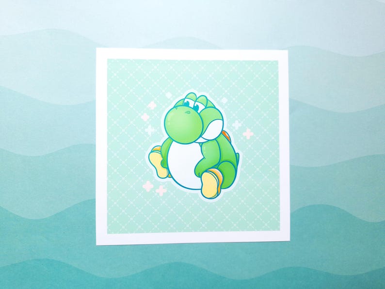 Yoshi Pattern Background Big Yoshi Meme Art Print / Card | 4