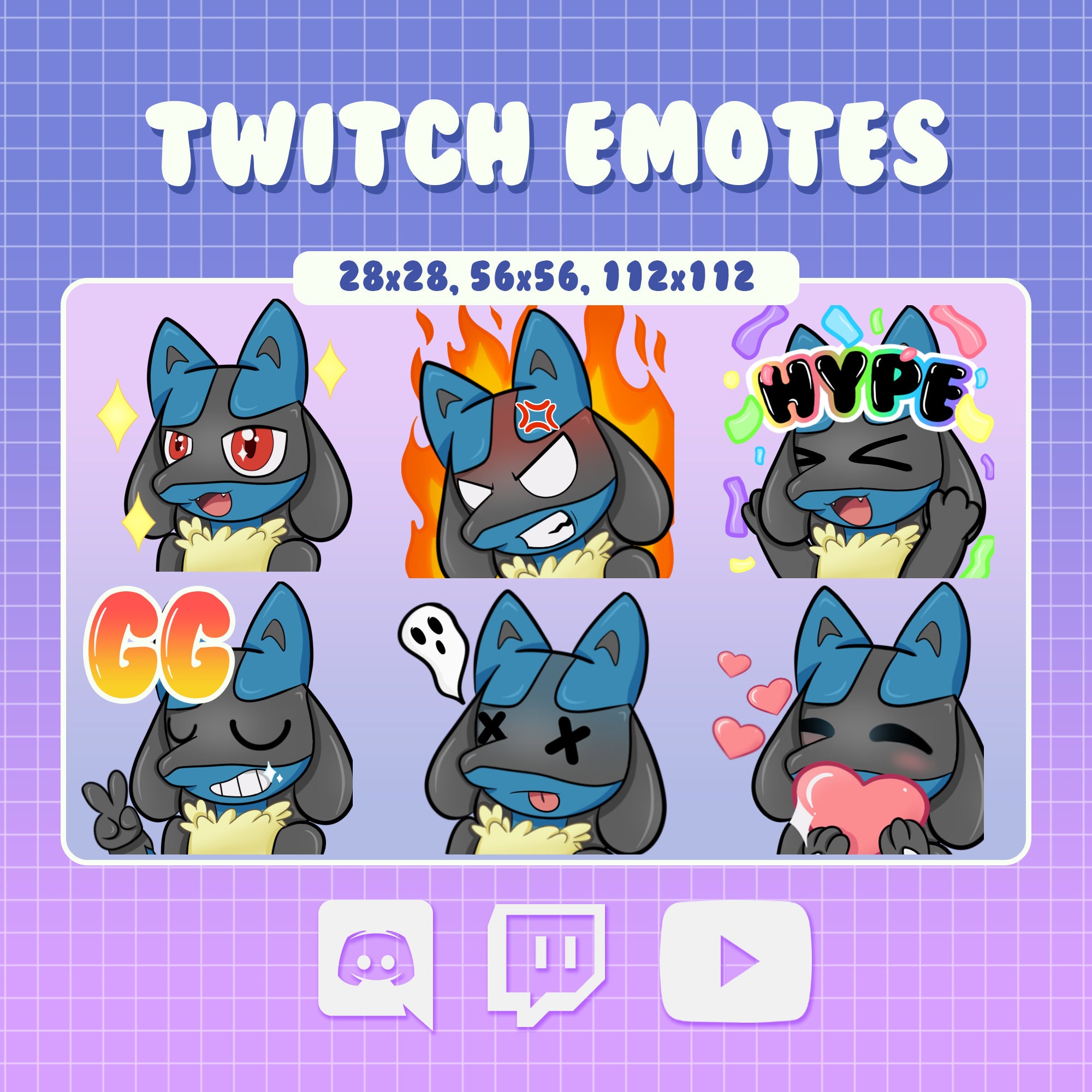 Lucario Pokemon Inspired Twitch Discord Youtube Stream Emotes Etsy Israel