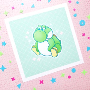 Impresión artística/tarjeta del meme Big Yoshi (10 x 10 cm, 12 x 12 cm)