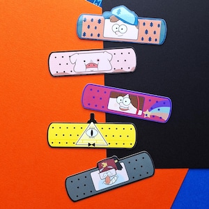 Set van 5 op Gravity Falls geïnspireerde pleisterstickers