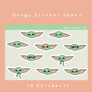 Grogu / Baby Yoda Emoji Sticker Sheet | Les autocollants inspirés de Mandalorian
