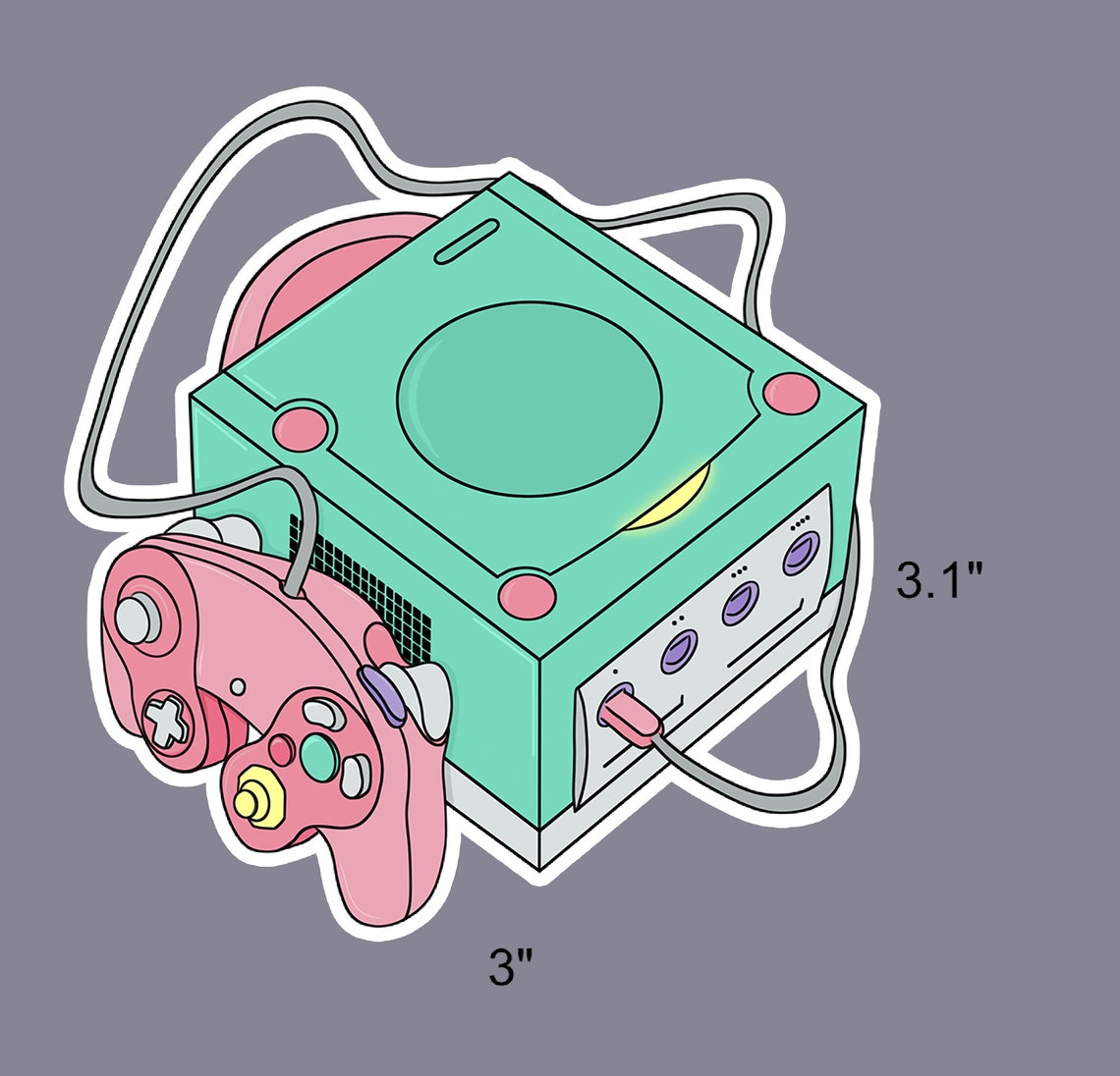 Gamecube Controller Sticker Size Retro Gamecube Sticker - Etsy
