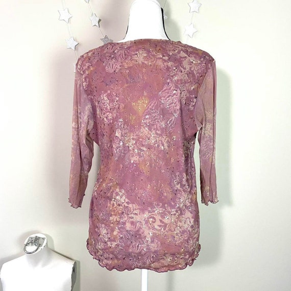 Early 2000s embroidered mixed pink top - image 4