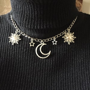 Celestial choker necklace ~ cosmic necklaces ~ sun and moon necklaces ~sun and moon jewelry