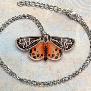 Whimsical acrylic  Garden Tiger Moth Necklace