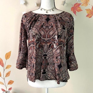 Y2K earthy paisley top