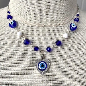 Whimsical beaded evil eye necklace