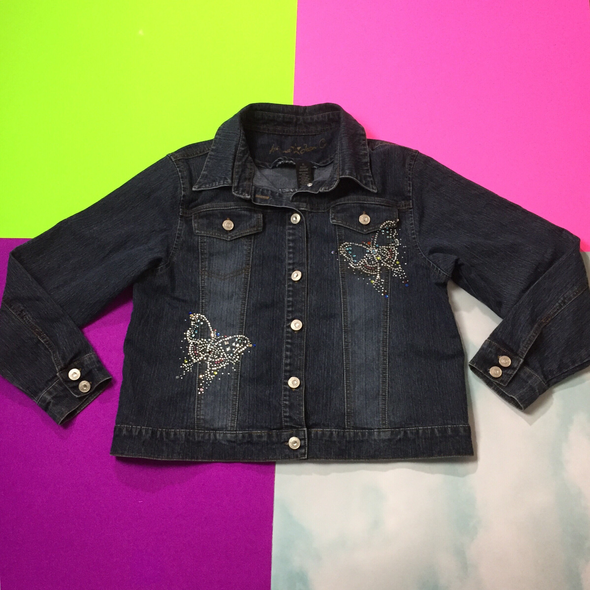 Y2K Early 2000s Rhinestone Jean Jacket 