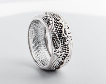 Geoxideerde Wave Ring - Sterling zilveren ring voor mannen - Surfer Ring - Ocean Wave Ring - Sailor Ring - Zilveren herenring