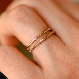 Twisted Band Ring - Gold Vermeil Ring Layering - Dainty Gold Ring - Thin Minimalist Ring - Stackable Ring -  Stacking Ring
