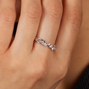 Silver CZ Ring - Dainty Cubic Zirconia Ring - Minimalist Silver Ring