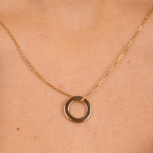 Circle Necklace - 18k Gold Plated Open Circle Necklace Chain - Geometric Minimalist Necklace - Circle Charm Necklace for Woman - Gift