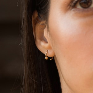 Open Hoop Earrings Tiny Gold Vermeil Open Ball Hoops Studs Minimalist Earrings Girlfriend or Sister Birthday Gift Idea Small Hoops Huggie