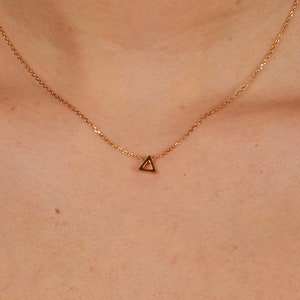 18K Gold Plated Sterling Silver Triangle Pendant – Minimalist Geometric Necklace, Modern Layering Jewelry - Tiny Triangle Charm