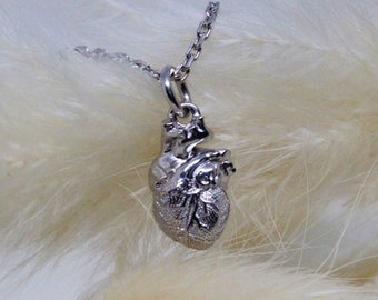 Anatomical Heart Necklace - Sterling Silver Anatomical Heart Charm - Anatomical Heart Pendant
