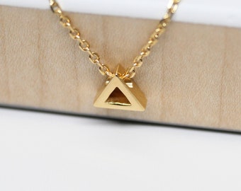 Gold Triangle Necklace - Gold Plated Tiny Triangle Pendant - Geometric Necklace for Women - Dainty Minimalist Necklace