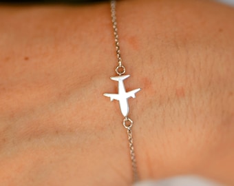 Vliegtuigarmband - Sterlingzilveren vliegtuigarmband - Reissieraden - Geschenken luchtvaart, piloot, stewardess