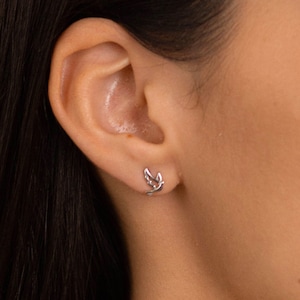 Tiny Bird Earrings: Sterling Silver Dove Stud Earrings Dainty Pigeon Jewelry